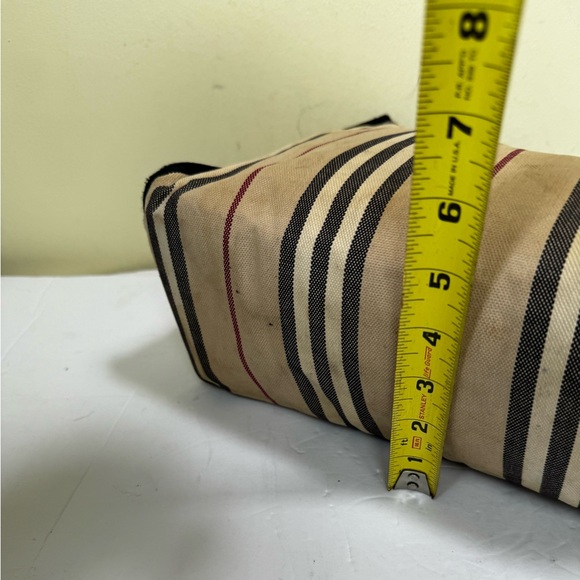 Burberry Vintage Striped Canvas Toto Bag Satchel Handbag Nova Check Cotton Tan - Picture 16 of 16